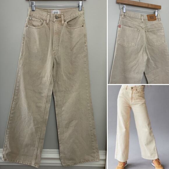 BDG Urban Outfitters Minimalist Funky‎ High & Wide A-Line Leg Beige Denim 26 - Picture 1 of 7